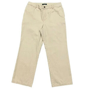 Ralph Lauren Chino Pants Womens 10 Wide Leg Straight Beige Casual Work Career
